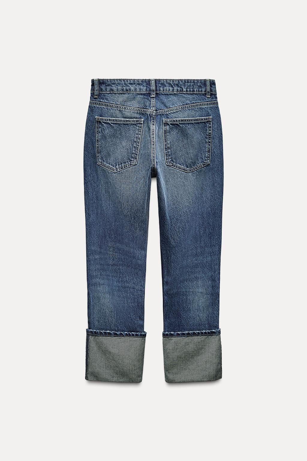 HIGH-WAIST TRF STOVE PIPE FOLDED JEANS - Zara фото 6