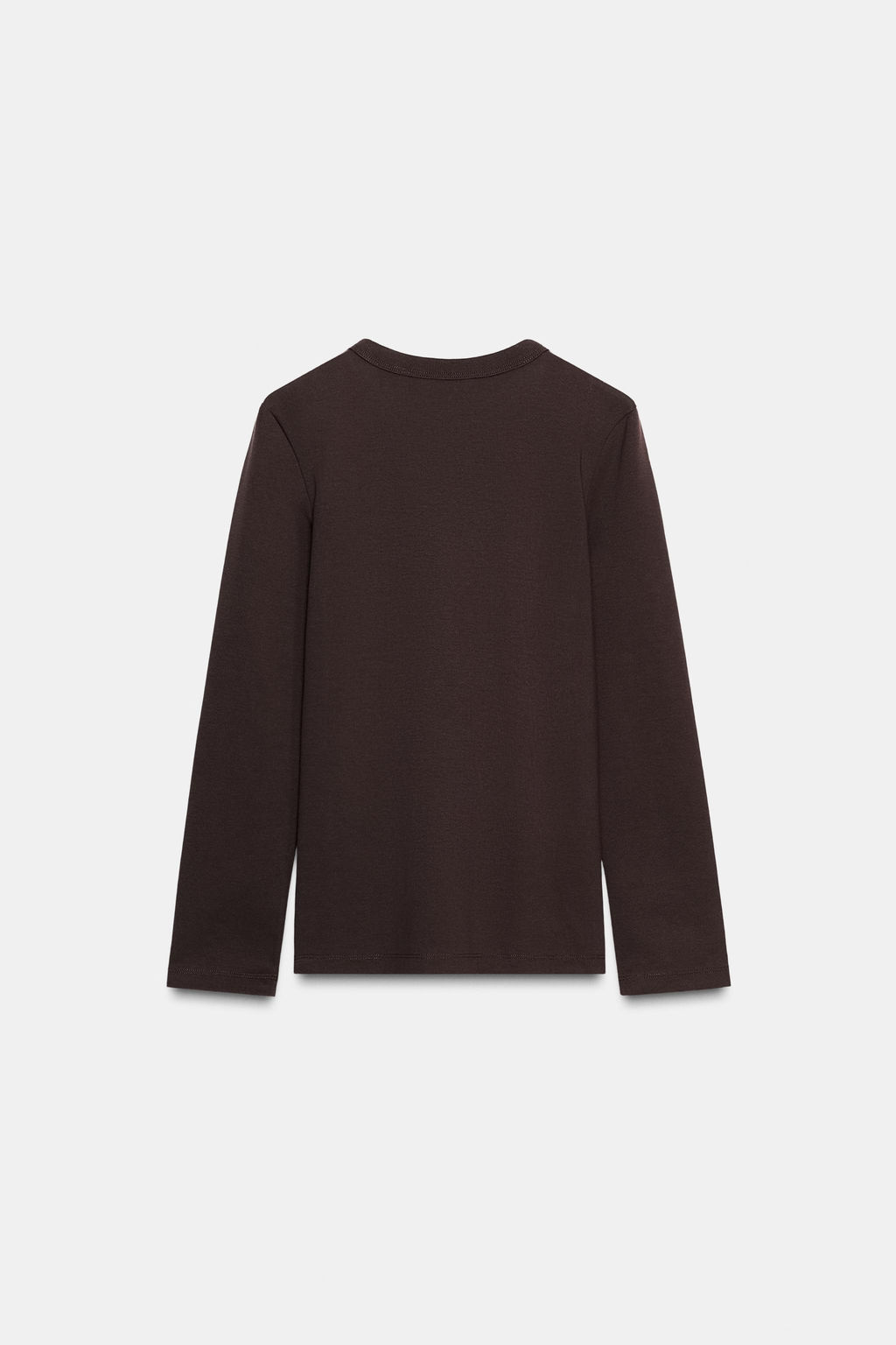 CAMISETA MANGA LARGA INTERLOCK / Chocolate - Zara фото 6