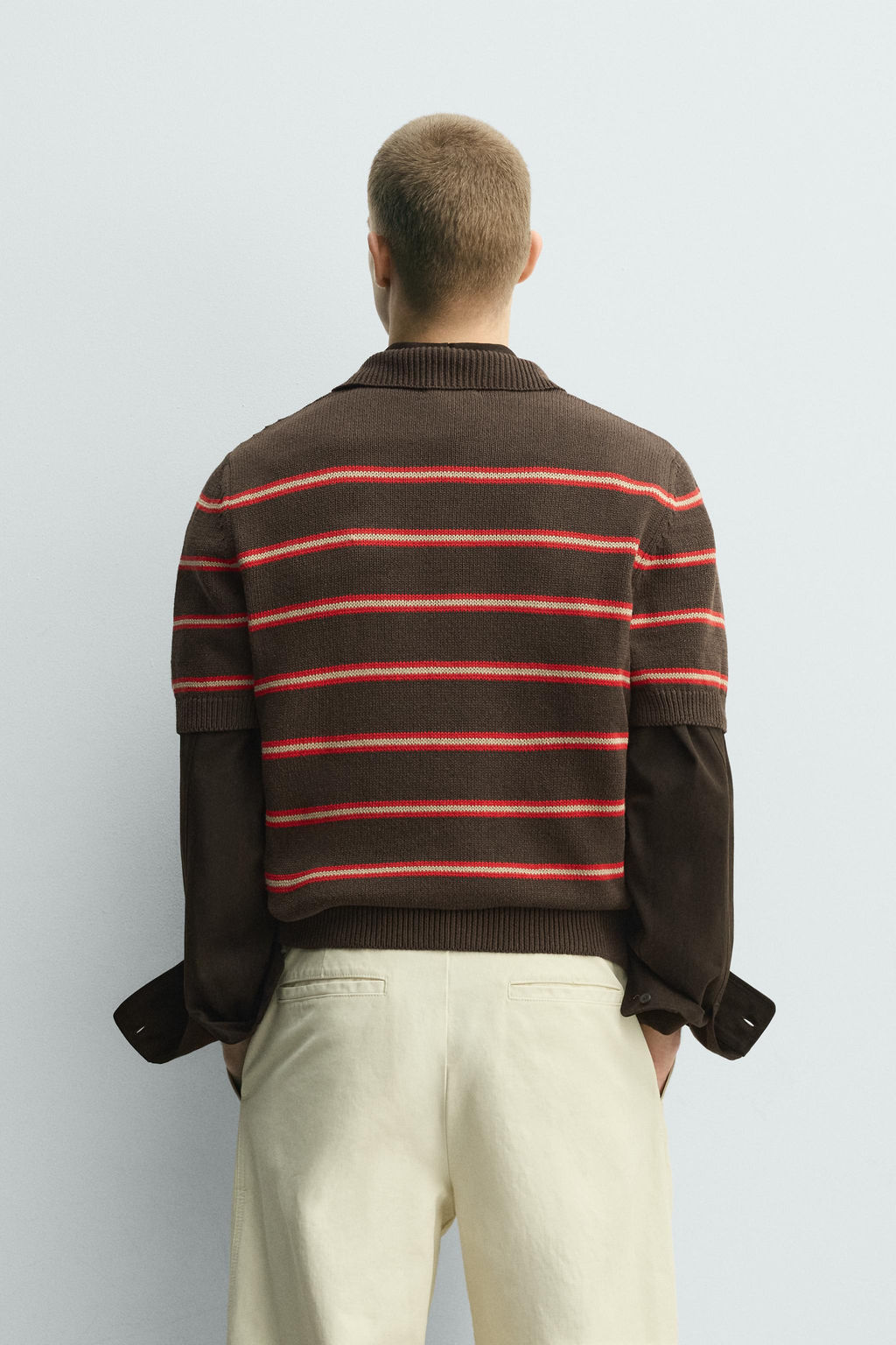 POLO PUNTO JACQUARD RAYAS / Marr?n - Zara фото 3