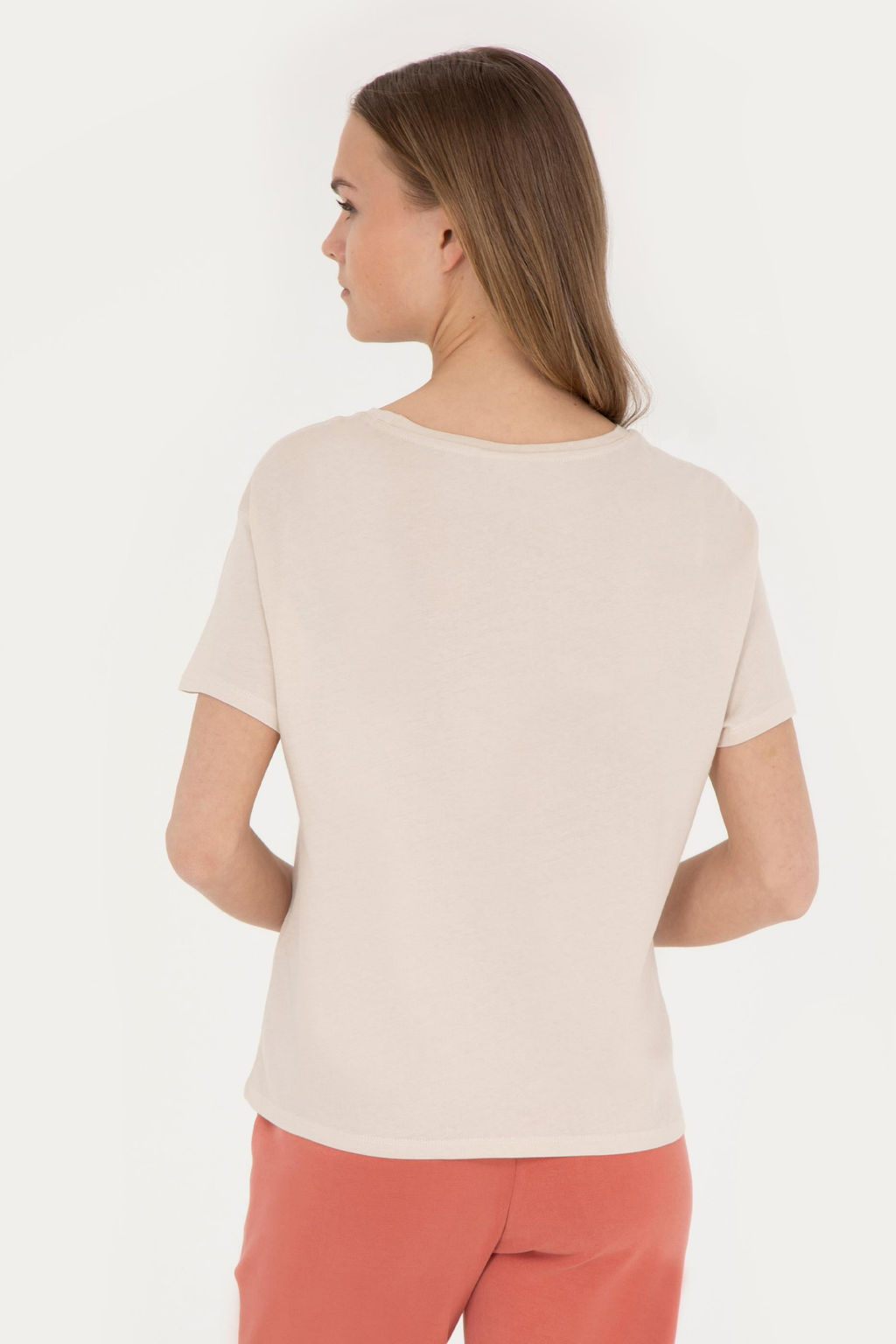 Женская кремовая футболка с круглым вырезом - U.s. polo assn фото 19