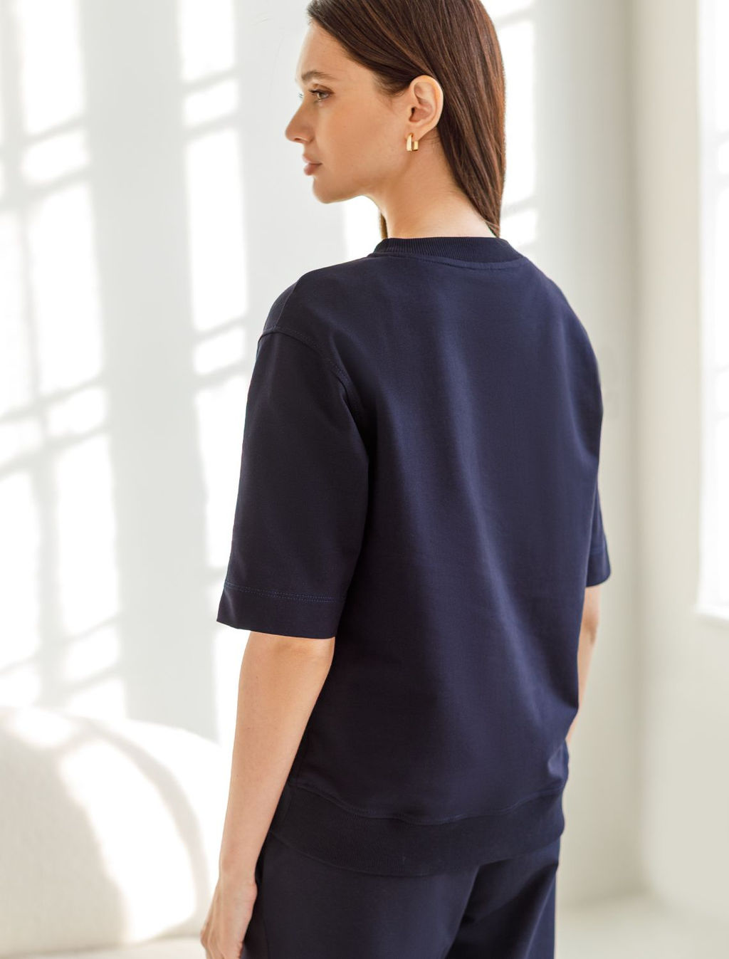 Футболка свободная с принтом из футера двухнитки с эластаном