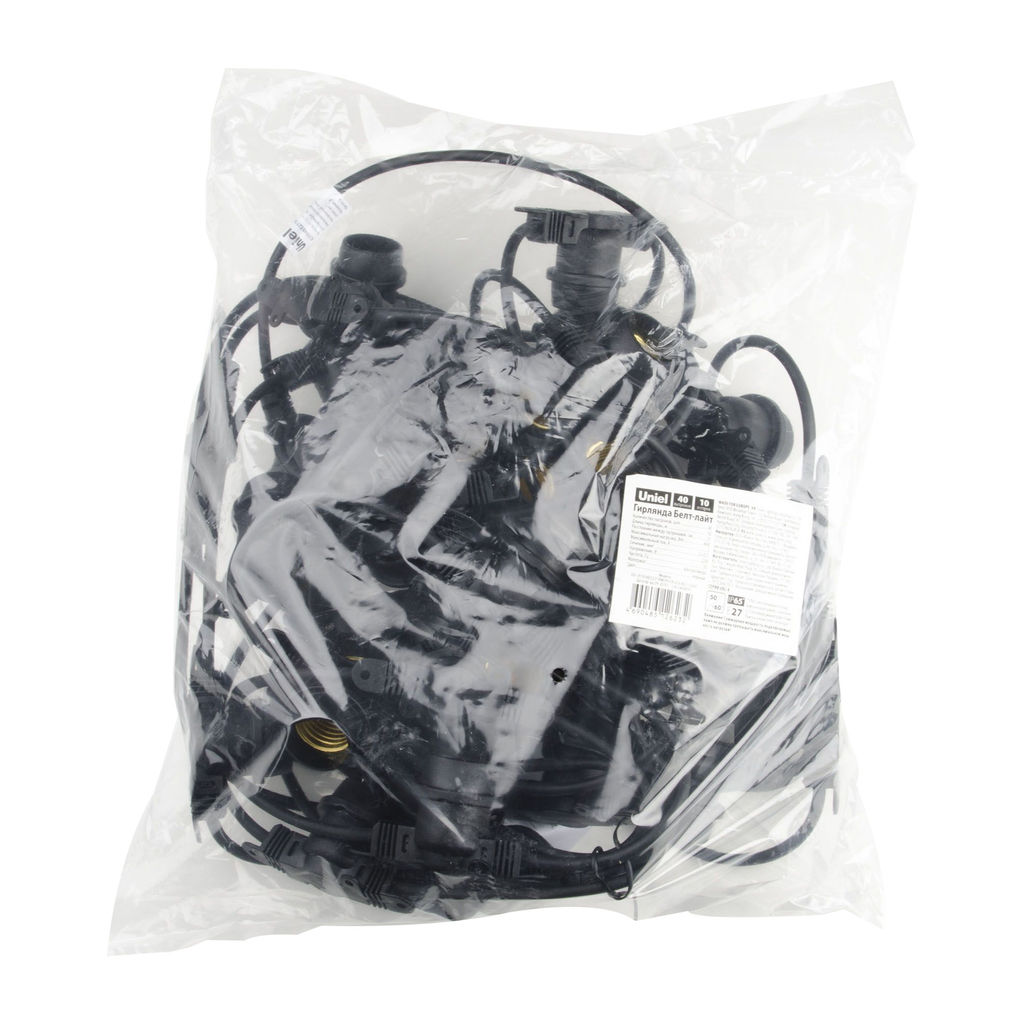 UDL-K110 40/E27/10M IP65 BLACK BELT-LIGHT Гирлянда Белт-лайт, 10 м + 1,5м сетевой шнур. 40 патронов E27, шаг 25см. Чёрная. TM Uniel. - Volpe фото 13