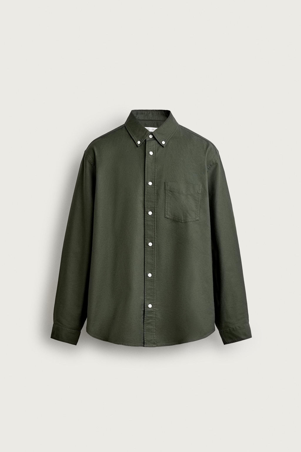 CAMISA REGULAR FIT ESTRUCTURA OXFORD / Verde oscuro - Zara фото 8