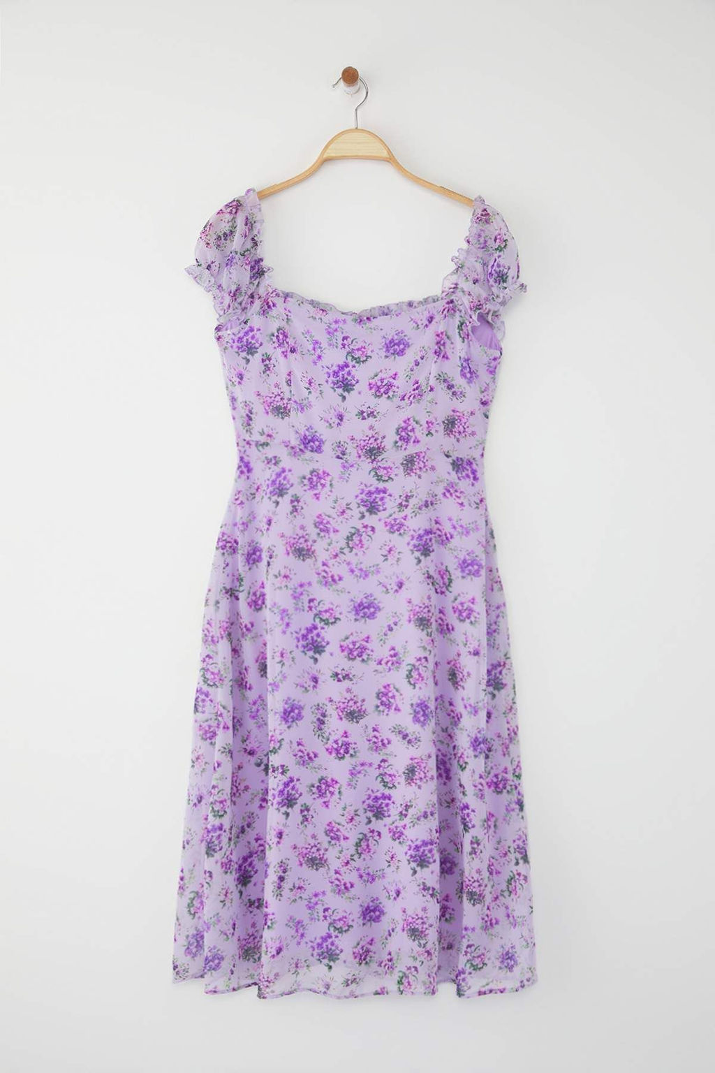 TRENDYOLMILLA Lacivert Cicekli Midi Dokuma Elbise TWOSS25EL00563  фото 7