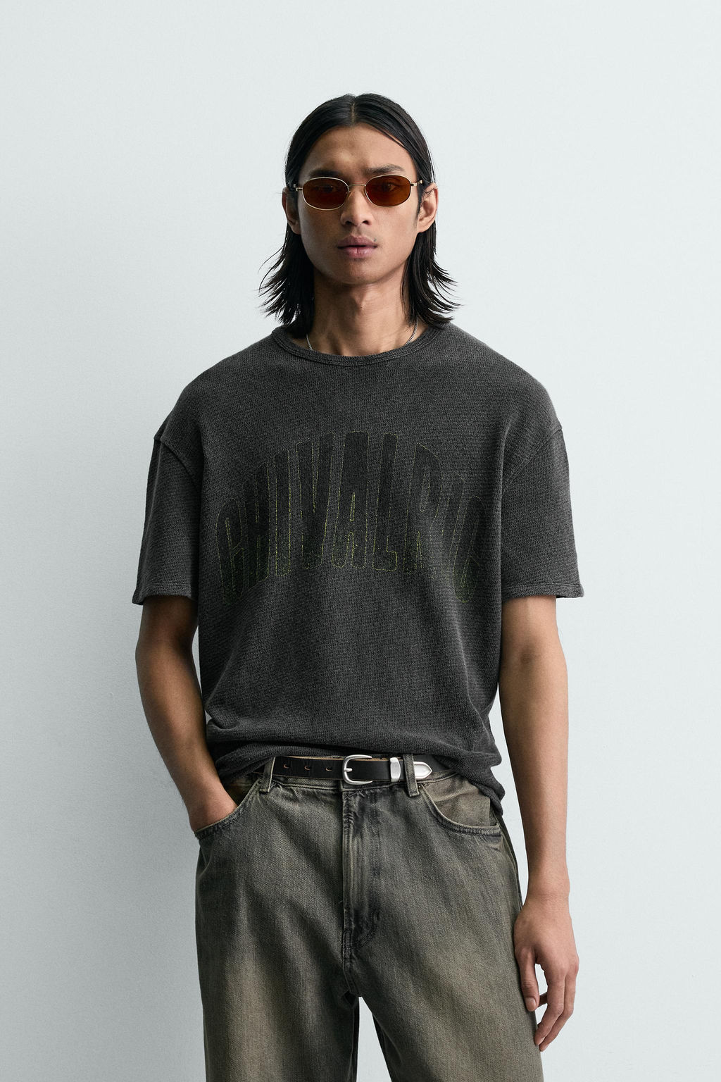 CAMISETA PUNTO ESTAMPADO LAVADO / Negro - Zara фото 2