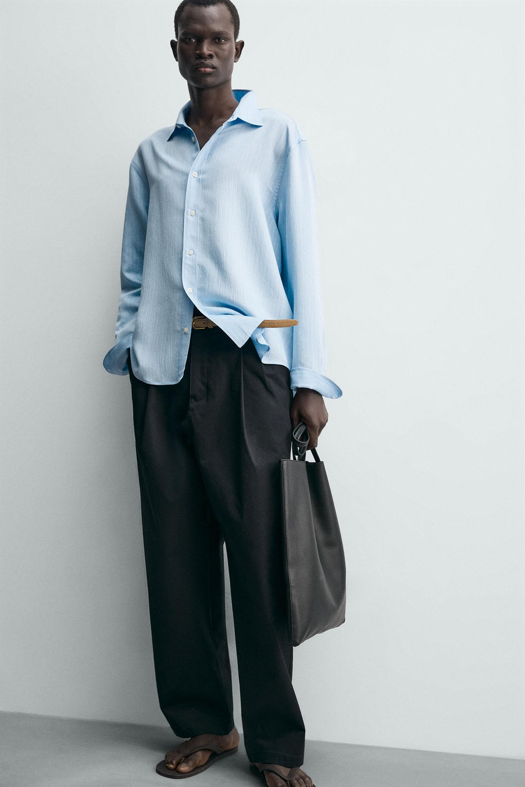 CAMISA FLUIDA RAYAS / Azul claro - Zara фото 6