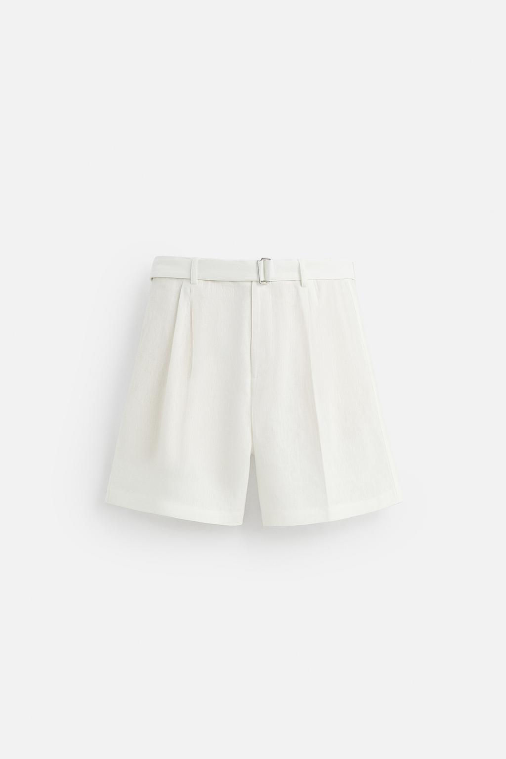 100% LINEN BERMUDA SHORTS WITH BELT - Zara фото 7