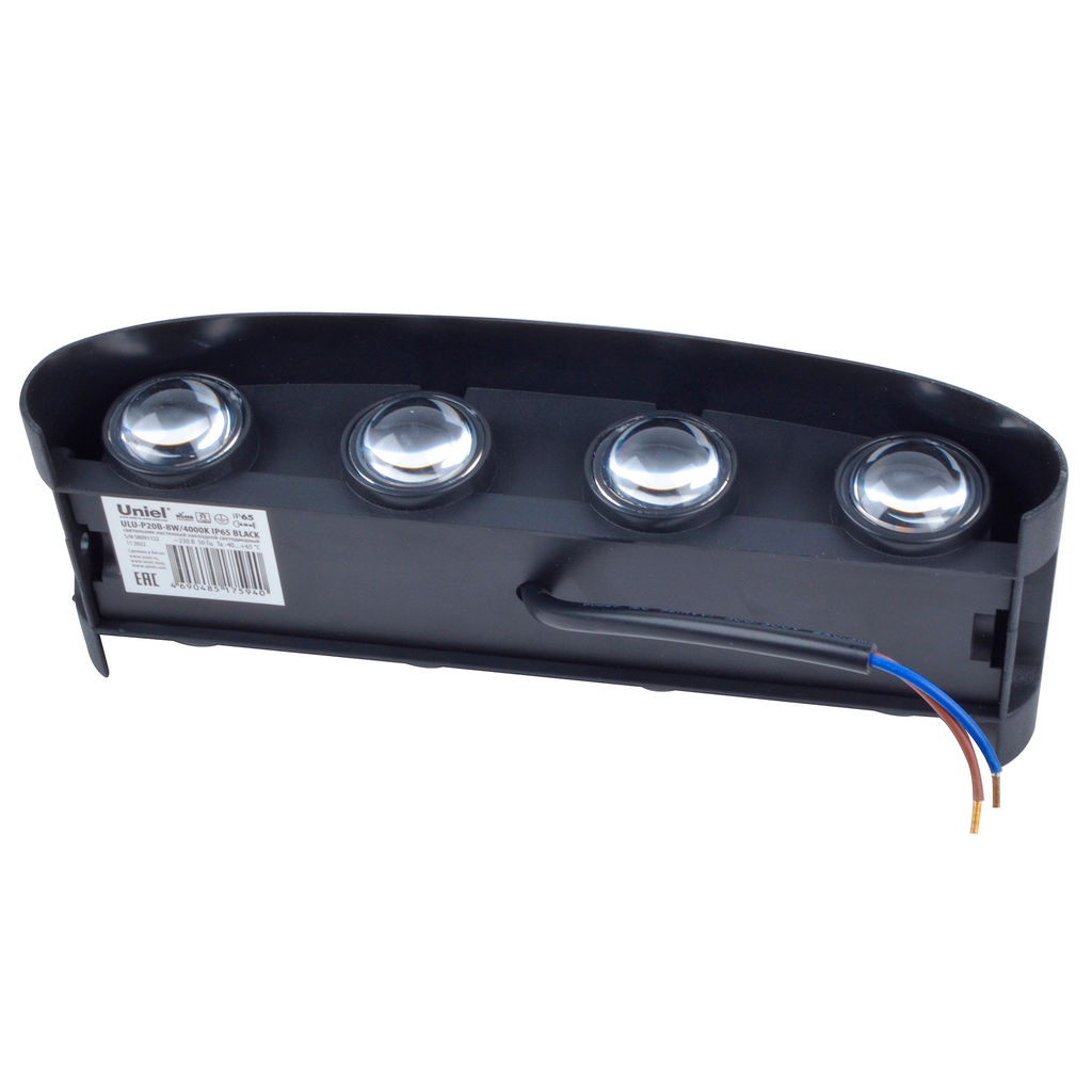 ULU-P20B-8W/4000K IP65 BLACK Светильник светодиодный уличный. Архитектурный накладной. Белый свет (4000K). Корпус черный. TM Uniel