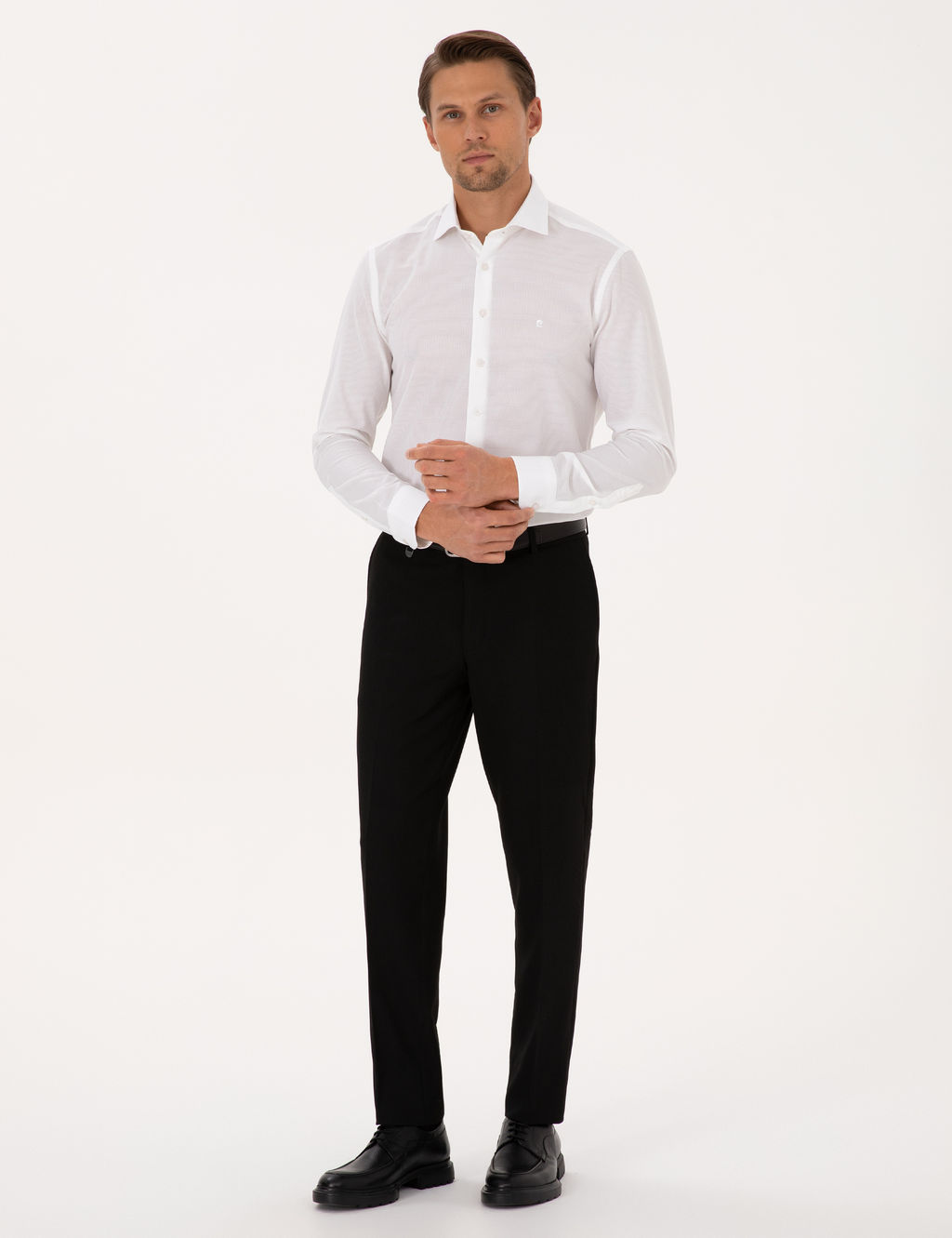 Beyaz Slim Fit Uzun Kollu G_mlek
