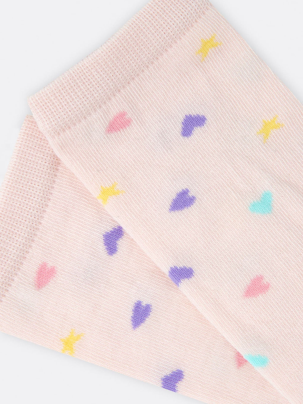 Цена за 5 пар! Носки детские в нежно-розовом оттенке с рисунками в виде звездочек и сердечек - Mark formelle фото 4