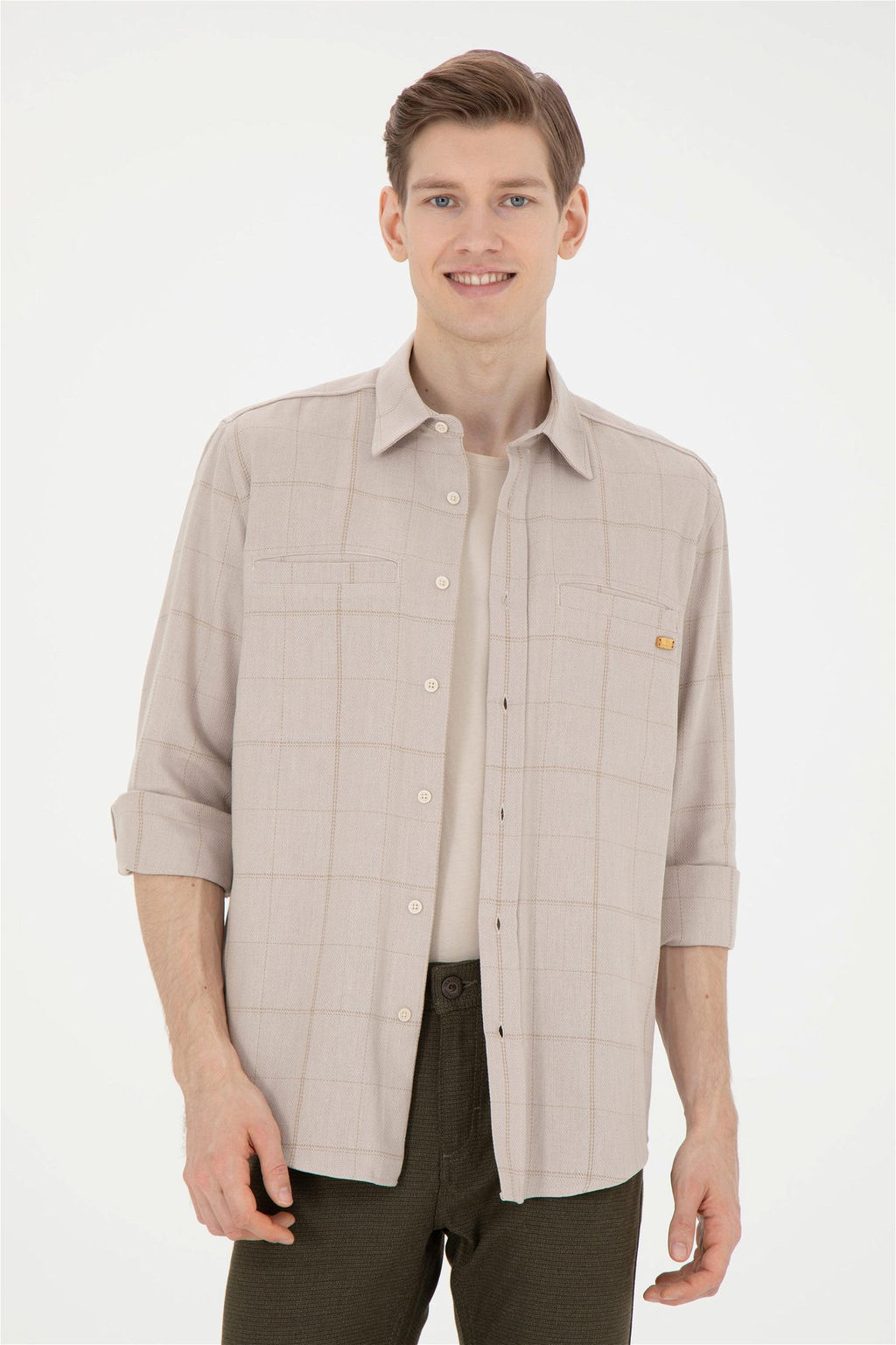U. S. Polo Assn / Мужская рубашка с длинным рукавом Stone - U.s. polo assn фото 3