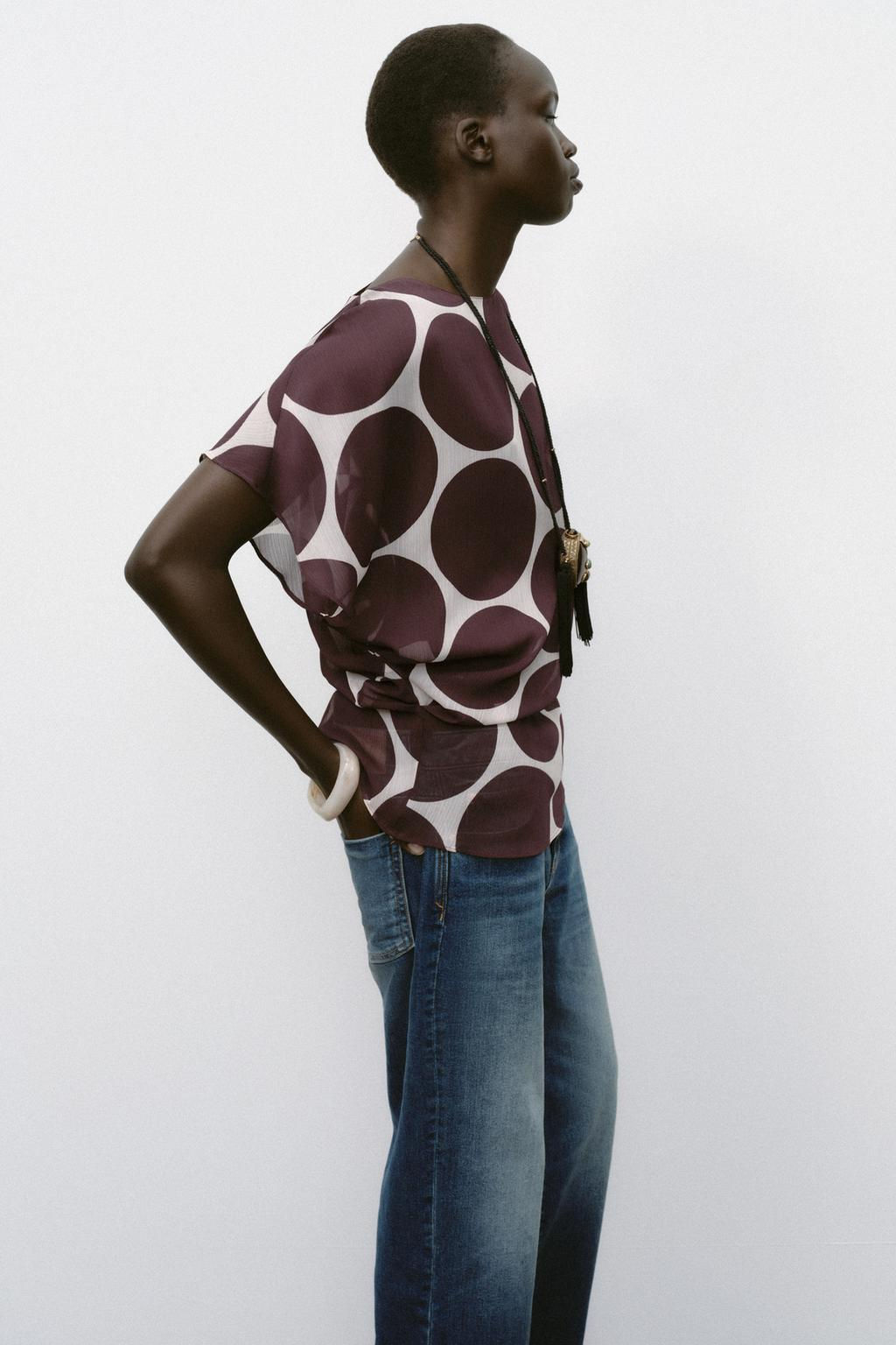 SHEER POLKA DOT TOP - Zara фото 3