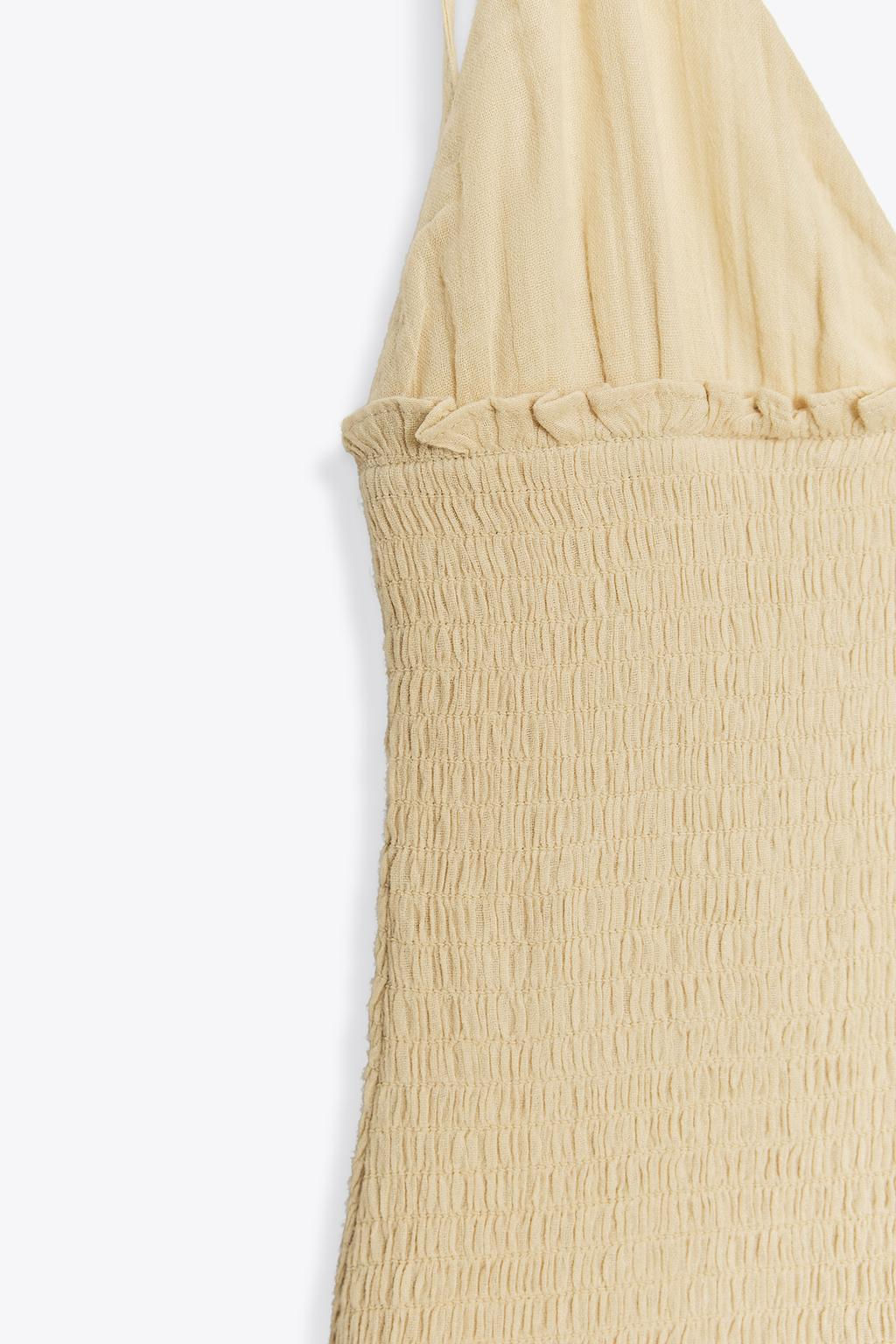 CONTRAST SMOCKED MIDI DRESS - Zara фото 8