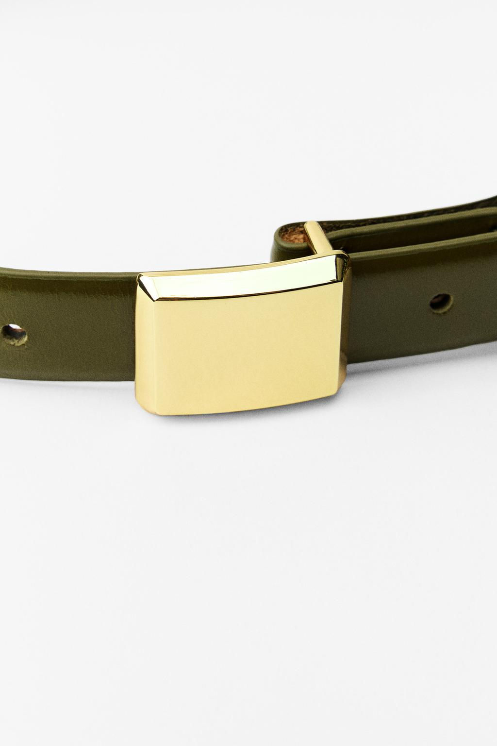 THIN LEATHER BELT WITH SQUARE BUCKLE - Zara фото 3