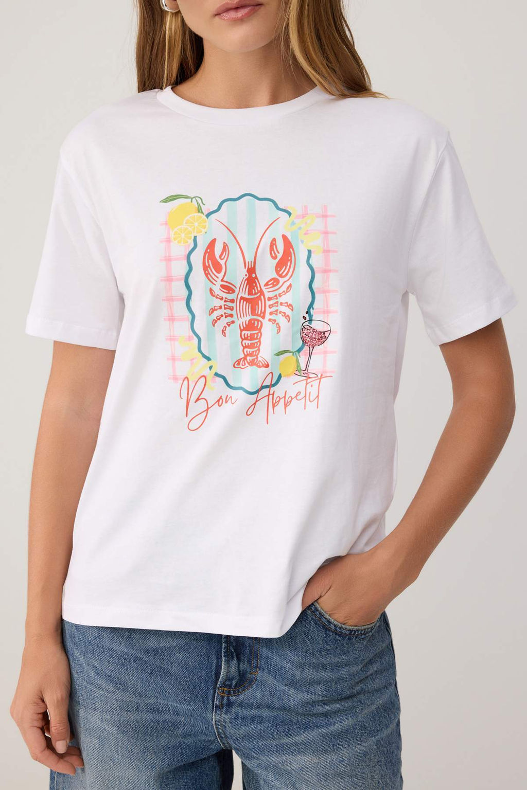Ekru Bask_l_ Regular Bisiklet Yaka Standart Kol K_sa %100 Pamuk _rme T-Shirt TWOSS26TS00352 - Trendyolmilla фото 3