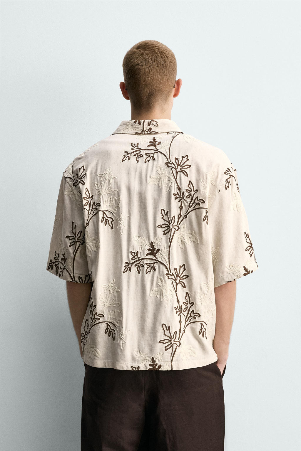 CAMISA RELAXED FIT  BORDADO FLORAL / Crudo - Zara фото 3