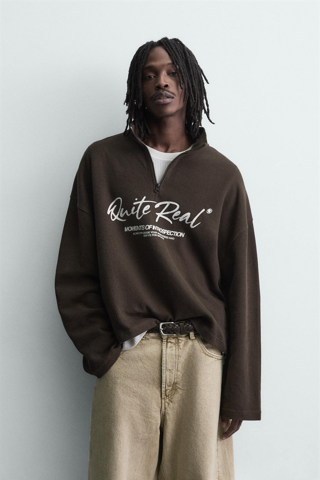 PRINTED QUARTER-ZIP SWEATSHIRT - Zara фото 10