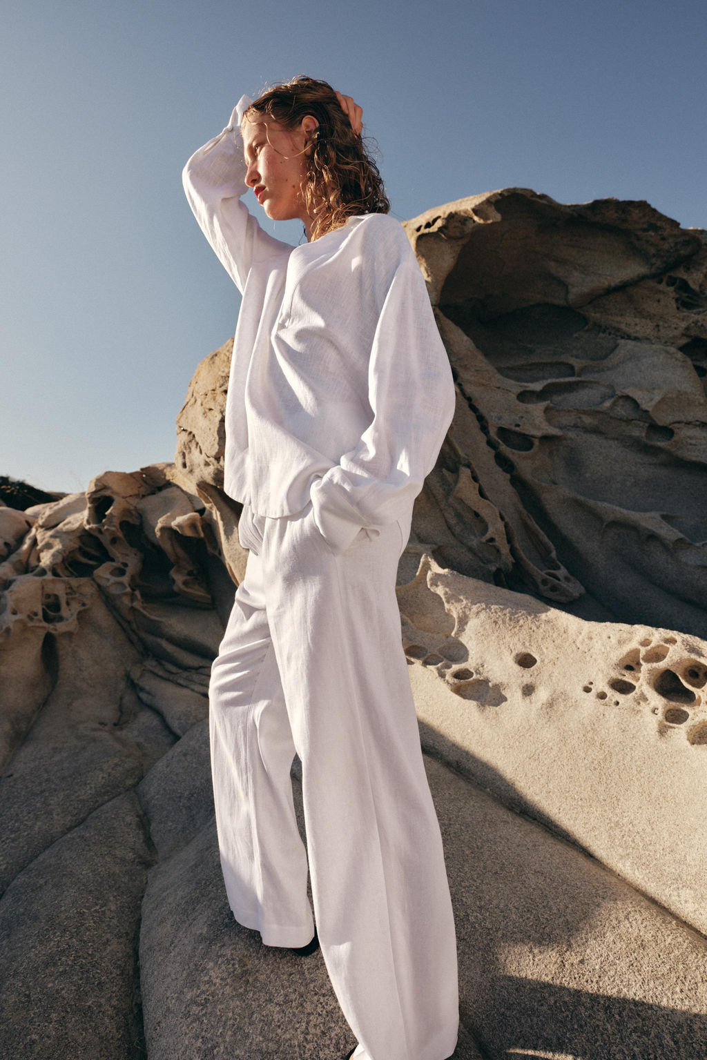 Брюки Zara Recto из льна белые