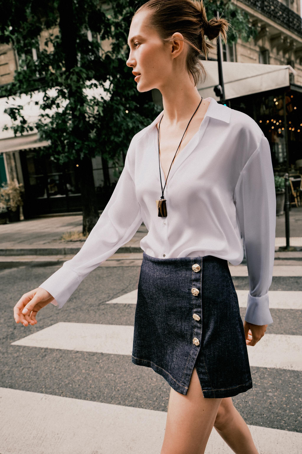 Z1975 DENIM SKORT WITH CROSSOVER BUTTONS - Zara фото 4