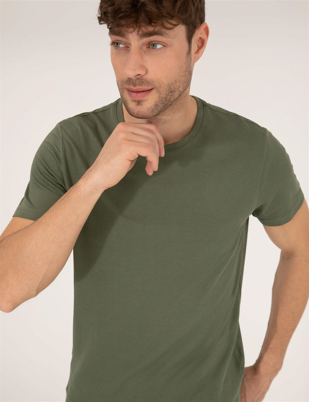Haki Slim Fit Basic Ti__rt - Pierre cardin фото 2