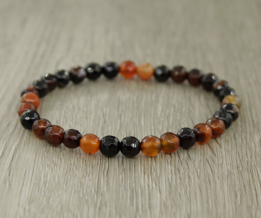 Браслет Классика из граненых шариков черно-коричневого агата - Agat77 фото 2