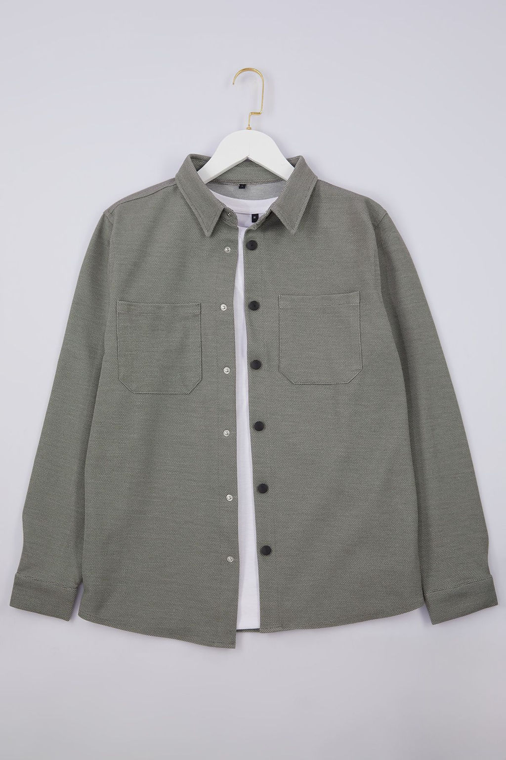 TRENDYOL MAN Bej Regular Fit Orme Rahat K?sl?k Dokulu. Ceket Gomlek TMNAW25GO00016 - Trendyolmilla фото 6