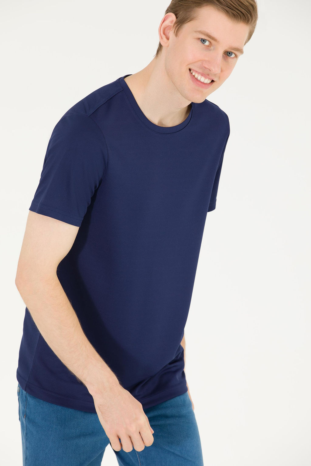 Мужская темно-синяя футболка с круглым вырезом - U.s. polo assn фото 2