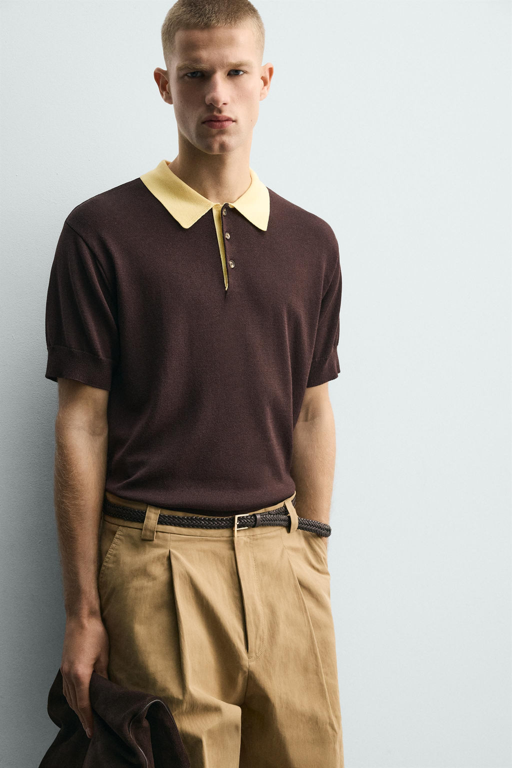POLO PUNTO RELAXED FIT CONTRASTE / Marr?n - Zara фото 6