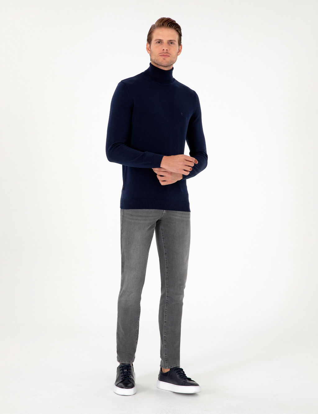 Lacivert Slim Fit Bal_k__ Yaka Basic Triko Kazak - Pierre cardin фото 4