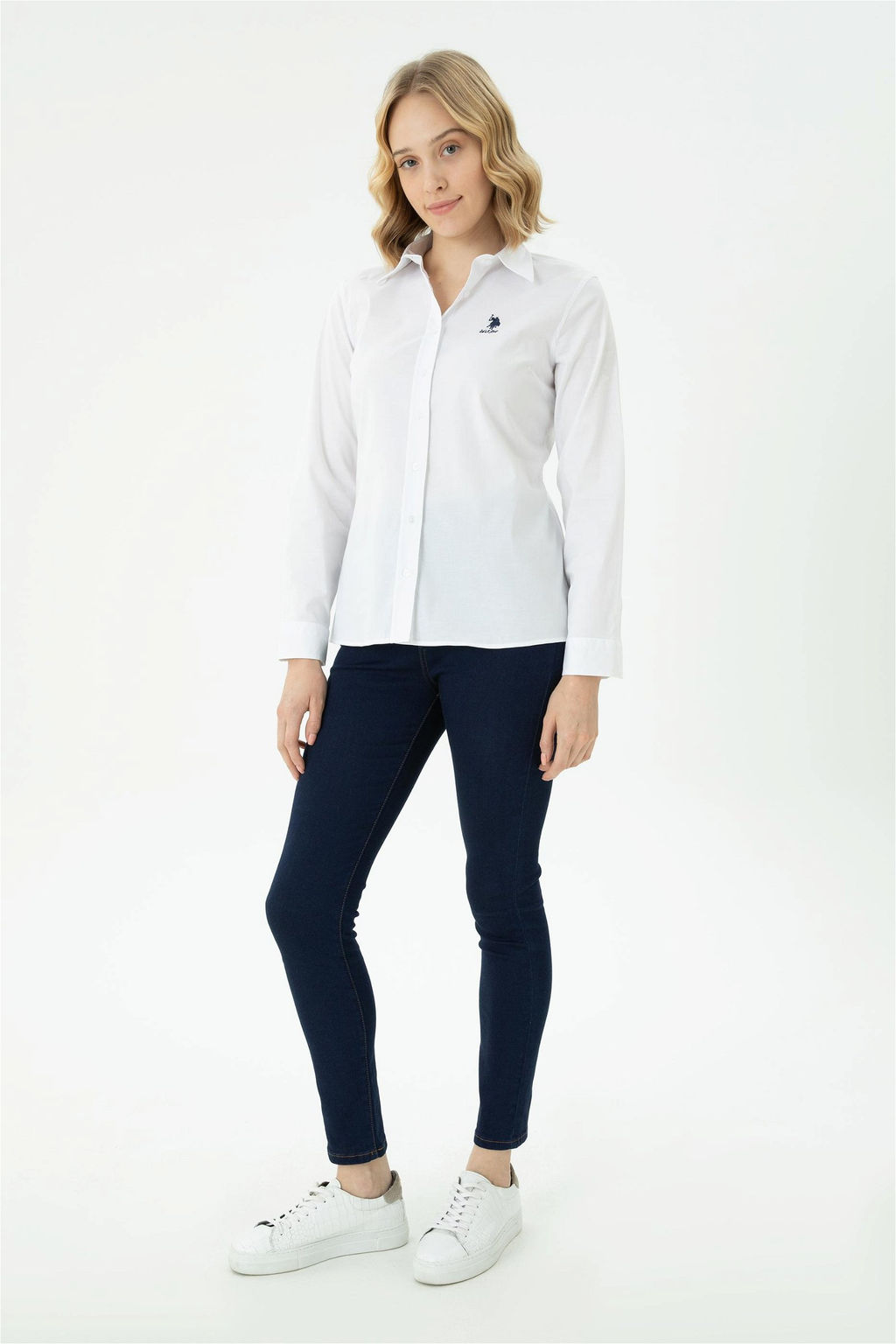 Женская белая базовая рубашка с длинным рукавом - U.s. polo assn фото 4