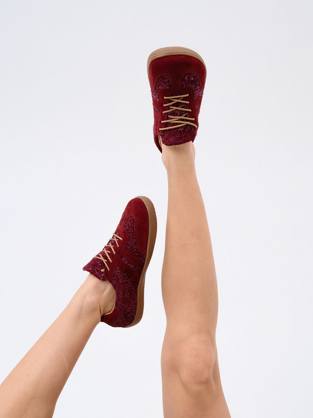 Кеды босоногие натуральная замша бордовые 184.natabr.Бордовая замша+бордовый джангл/Кожа