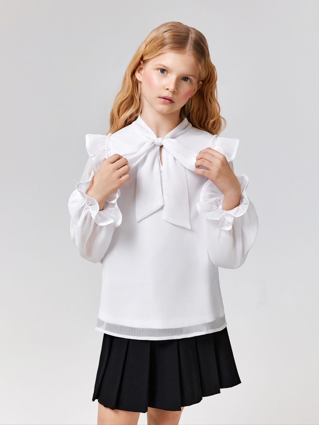 ACOOLA / Блузка детская для девочек Ingrid белый  фото 3