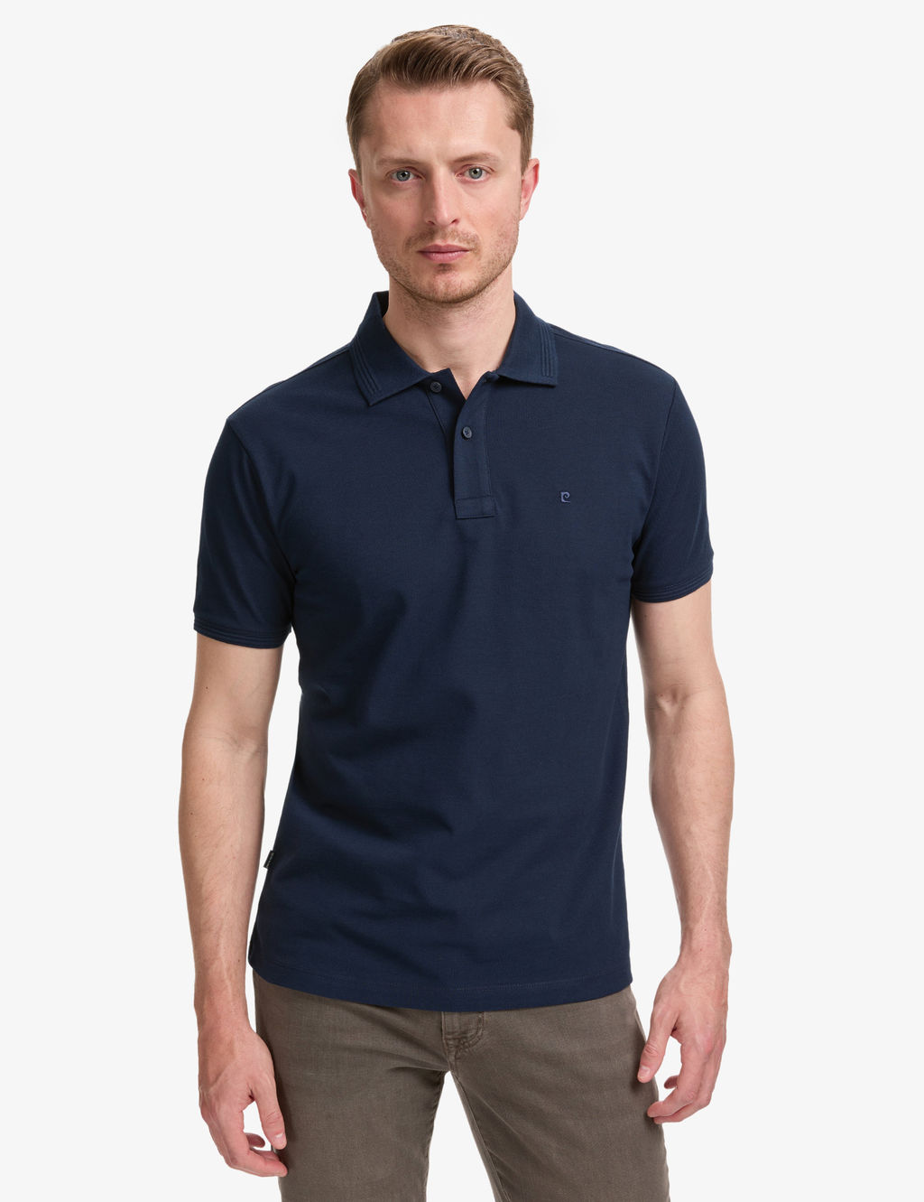 Lacivert Slim Fit %100 Pamuk D__meli Polo Yaka Basic Ti__rt