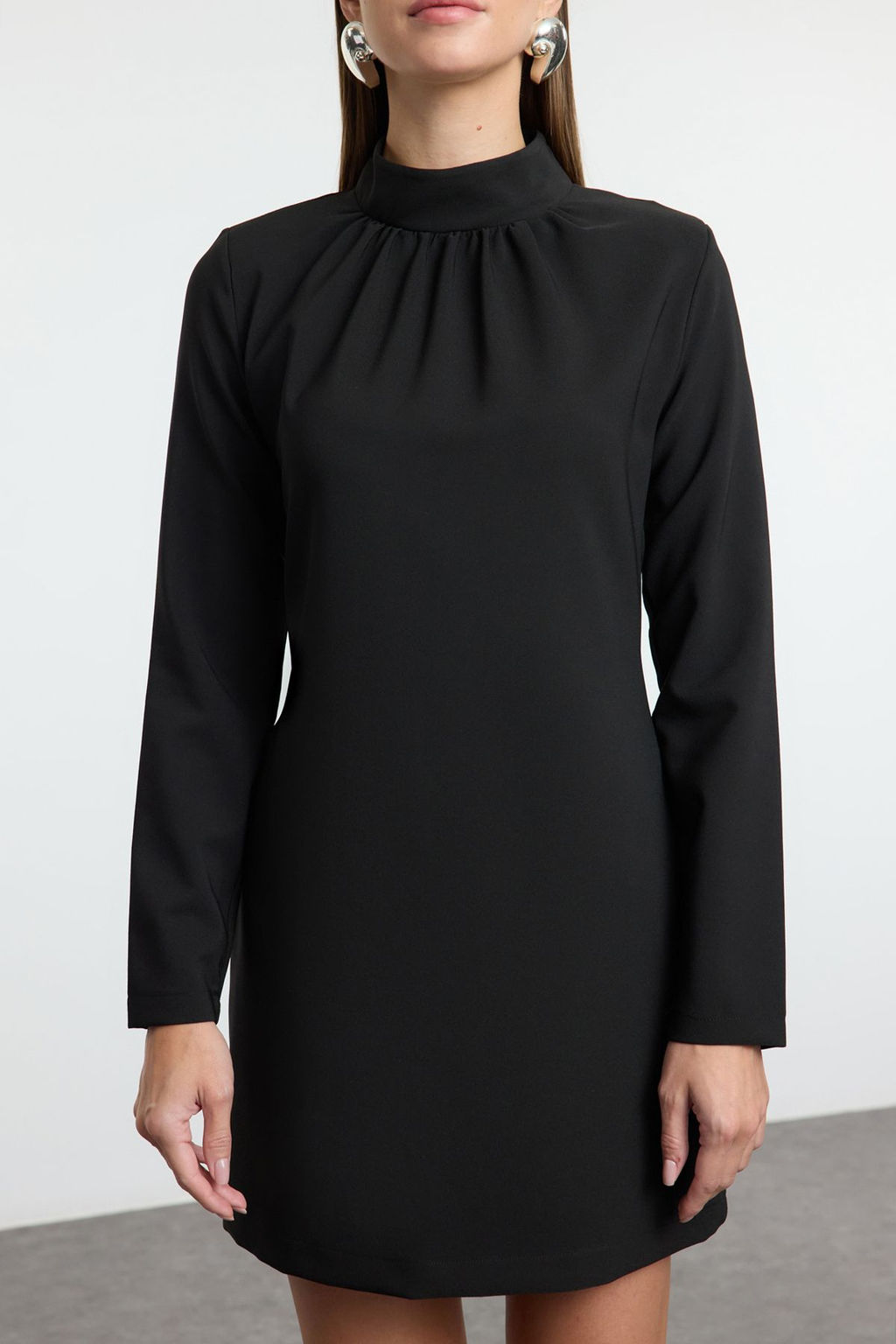 TRENDYOLMILLA Koyu Fusya A Kesim Dik Yaka Mini Dokuma Elbise TWOAW25EL00266  фото 3