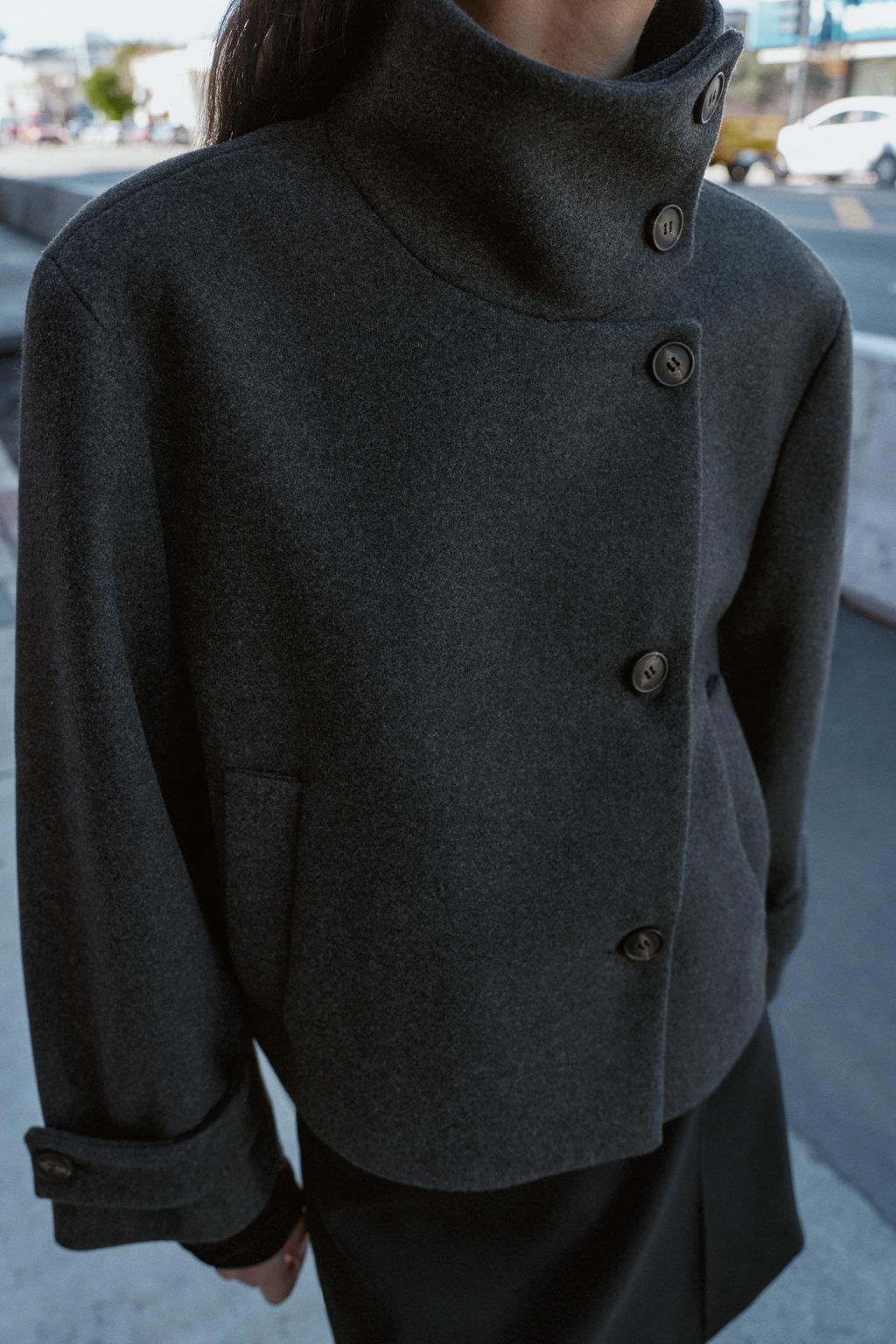 ABRIGO CORTO CUELLO SUBIDO / Gris vigor? - Zara фото 2