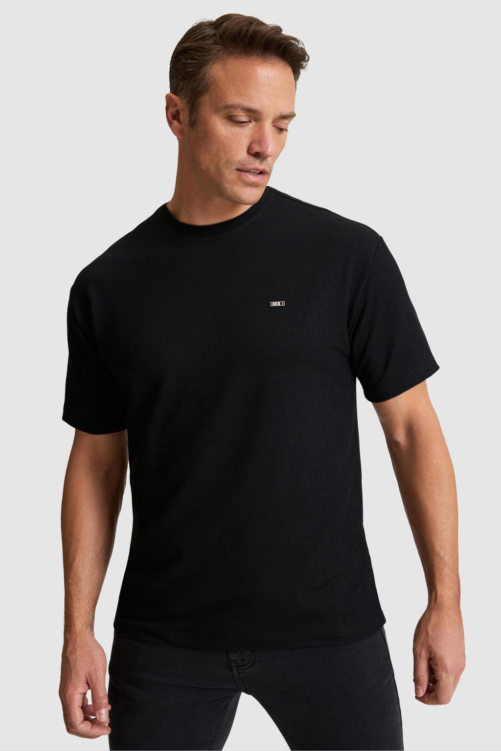 Erkek Siyah Comfort Fit Bisiklet Yaka Ti__rt
