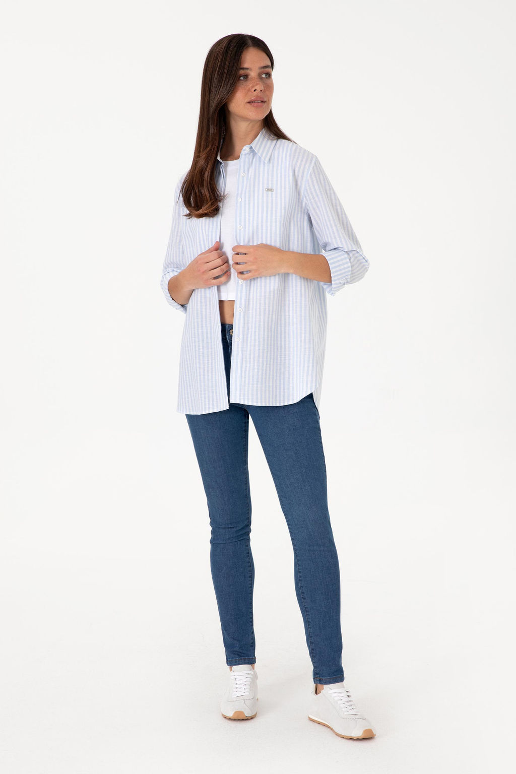 Kad_n A__k Mavi _izgili Uzun Kollu G_mlek Sepette S_rpriz _ndirim - U.s. polo assn фото 4