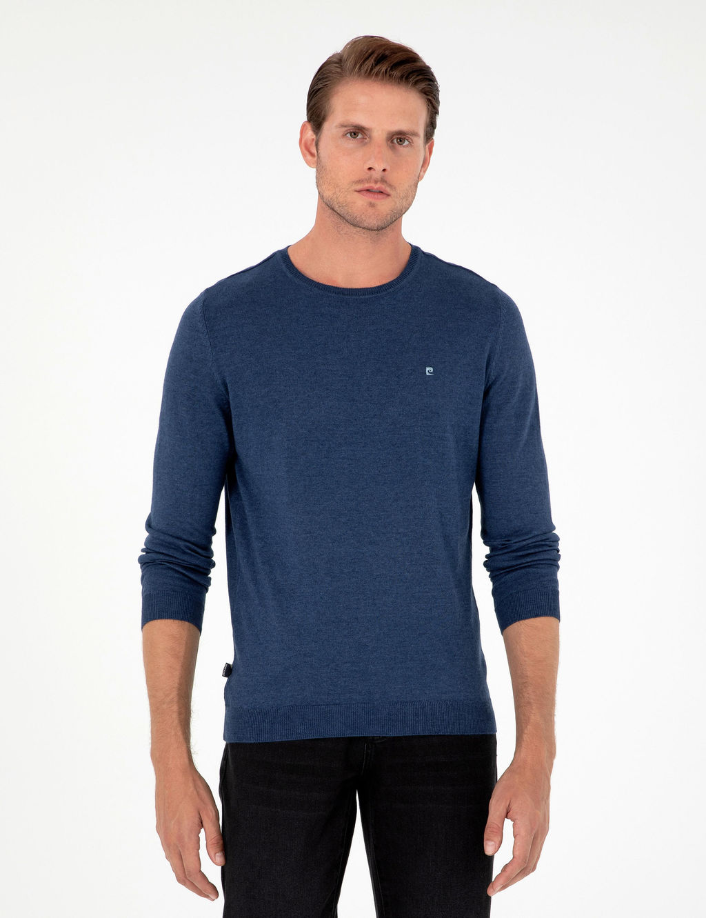 _ndigo Melanj Slim Fit Bisiklet Yaka Basic Triko Kazak
