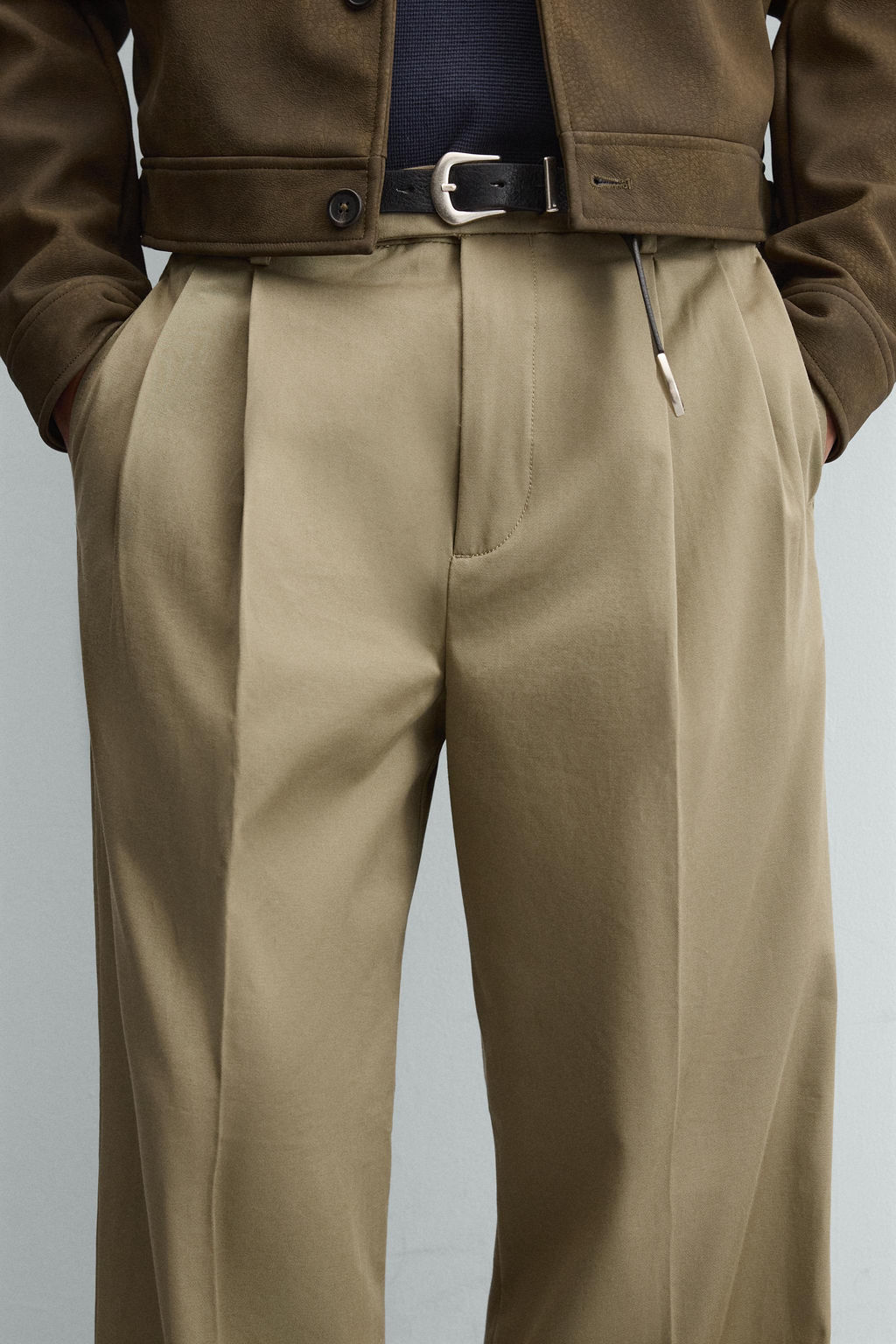 PANTAL?N WIDE FIT PLIEGUES / Beige - Zara фото 6