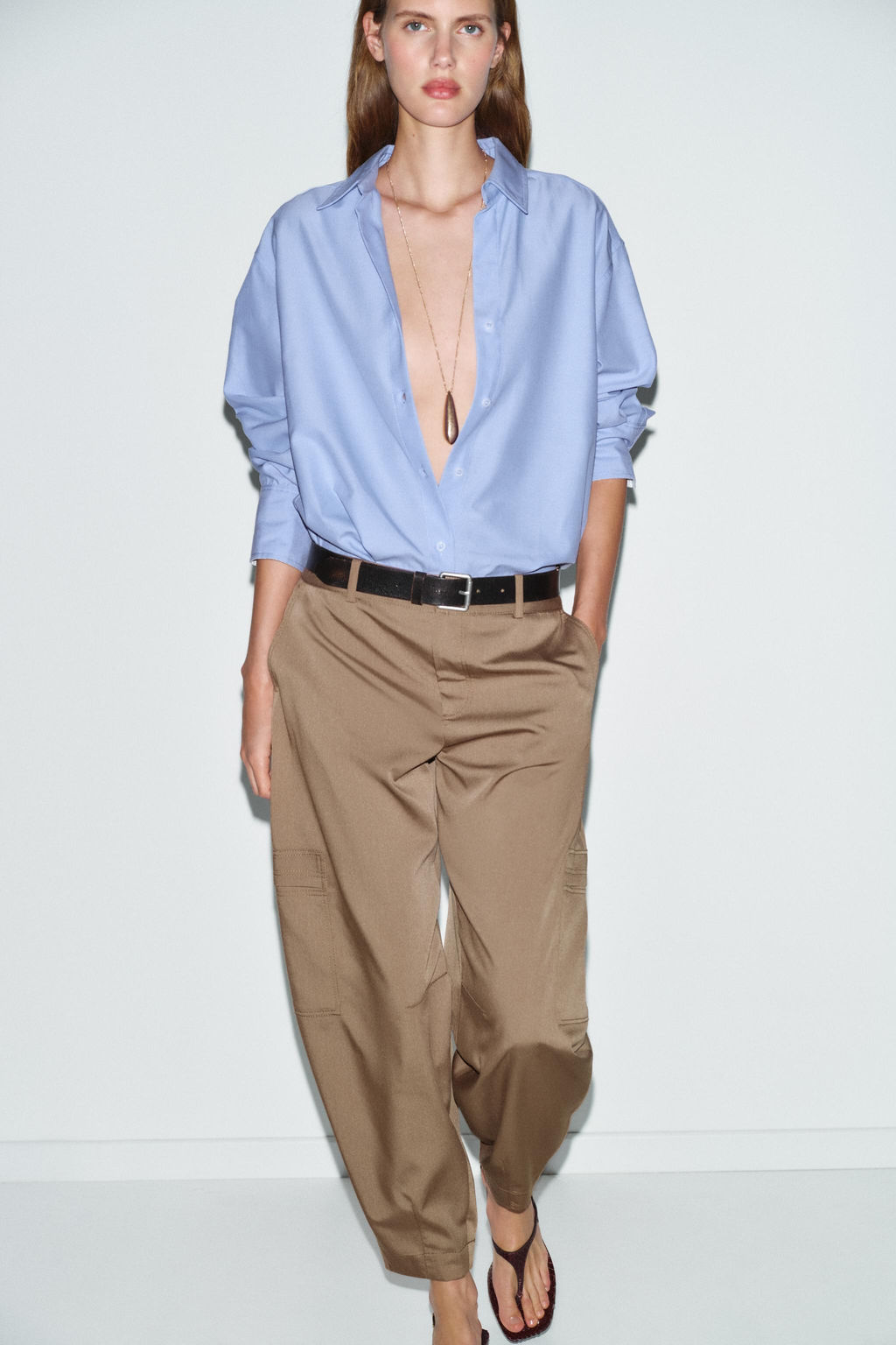 HIGH-WAIST CARGO TROUSERS - Zara фото 12