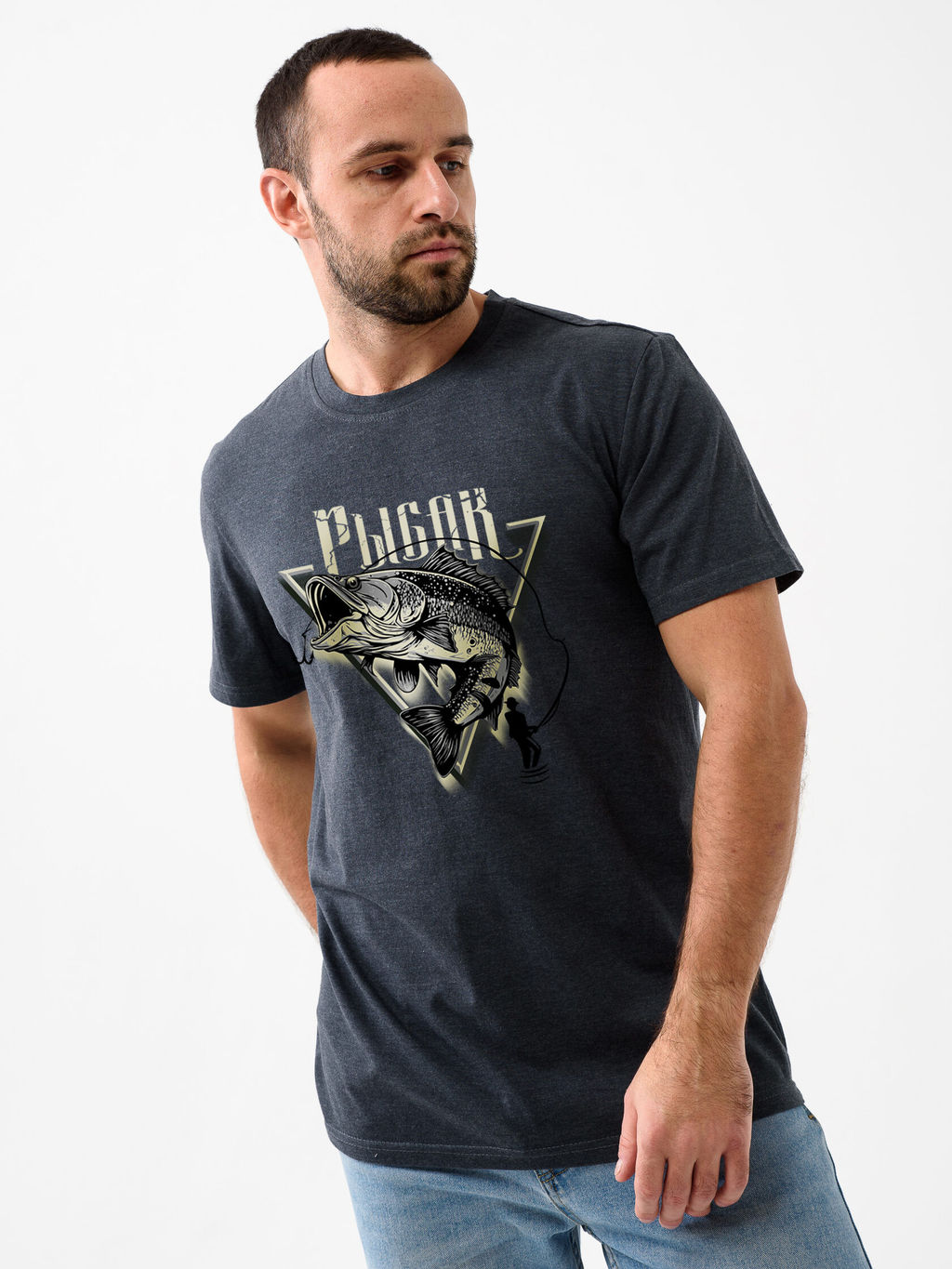 Футболка мужская Оптима Рыбак хлопок с полиэстером графит  фото 3