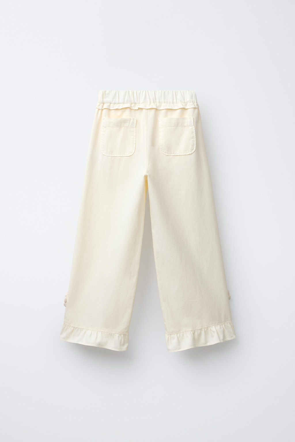CROCHET FLOWER RUFFLE WIDE-LEG TROUSERS - Zara фото 2