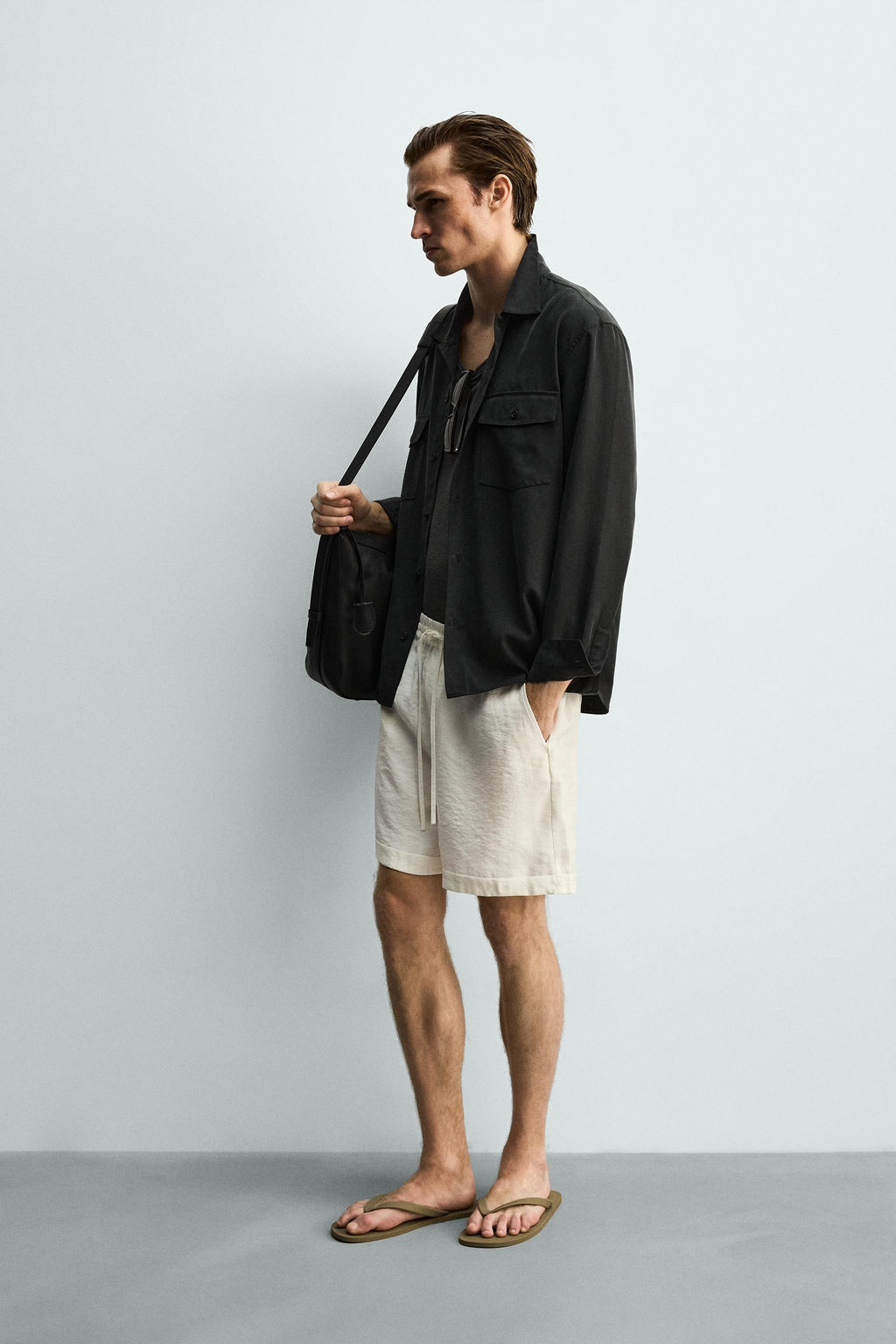 BERMUDA FLUIDA RELAXED FIT / Blanco roto - Zara фото 4