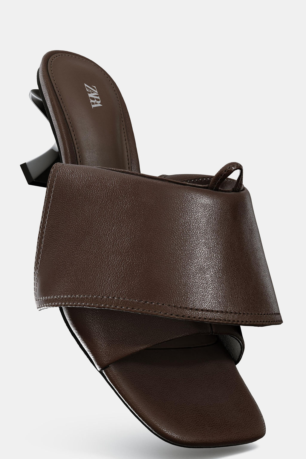 LEATHER KITTEN-HEEL SANDALS - Zara фото 8