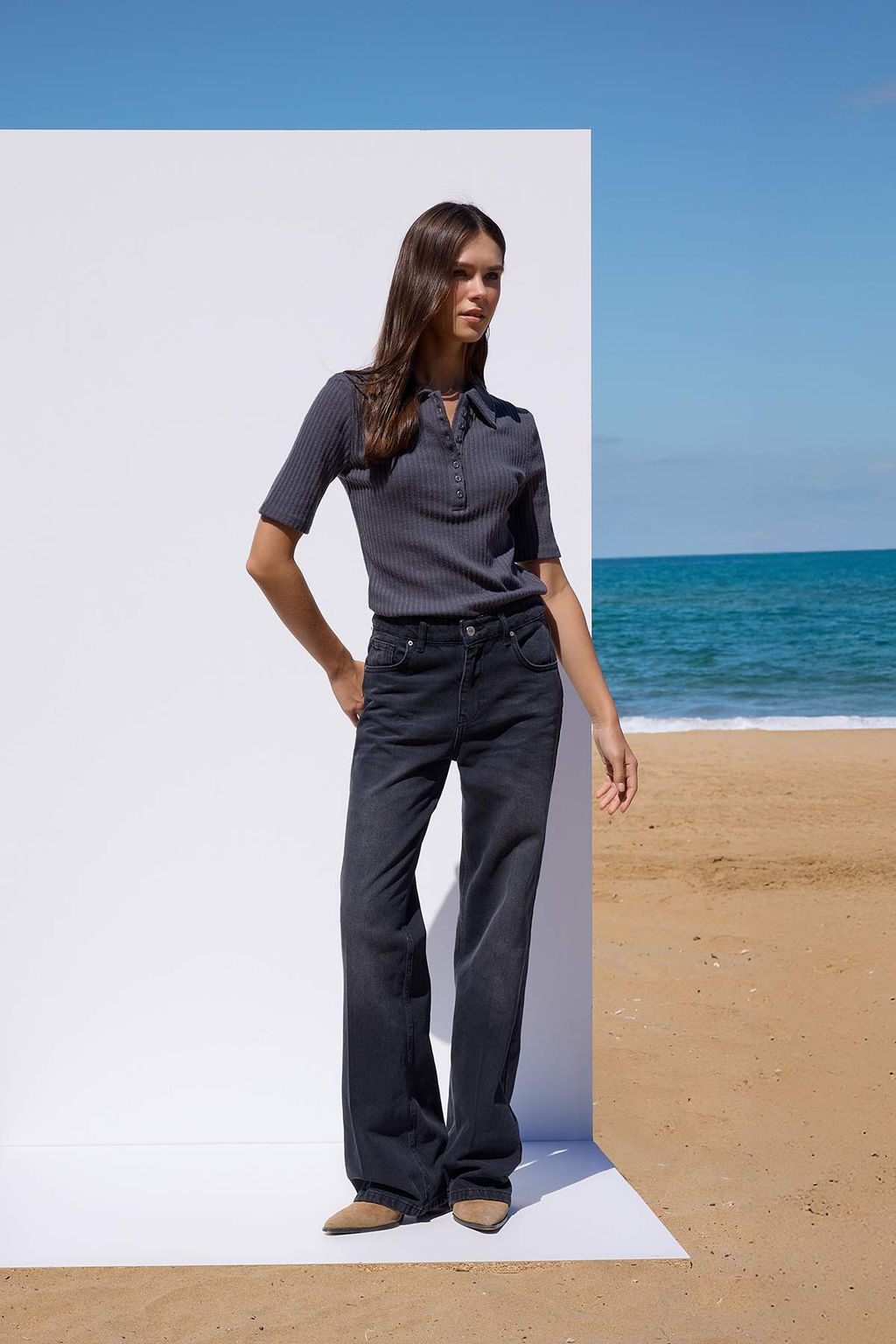 Ekru More Sustainable Fitted/Vucuda Oturan Dugmeli Esnek Orme Bluz TWOAW26BZ00228 - Trendyolmilla фото 5