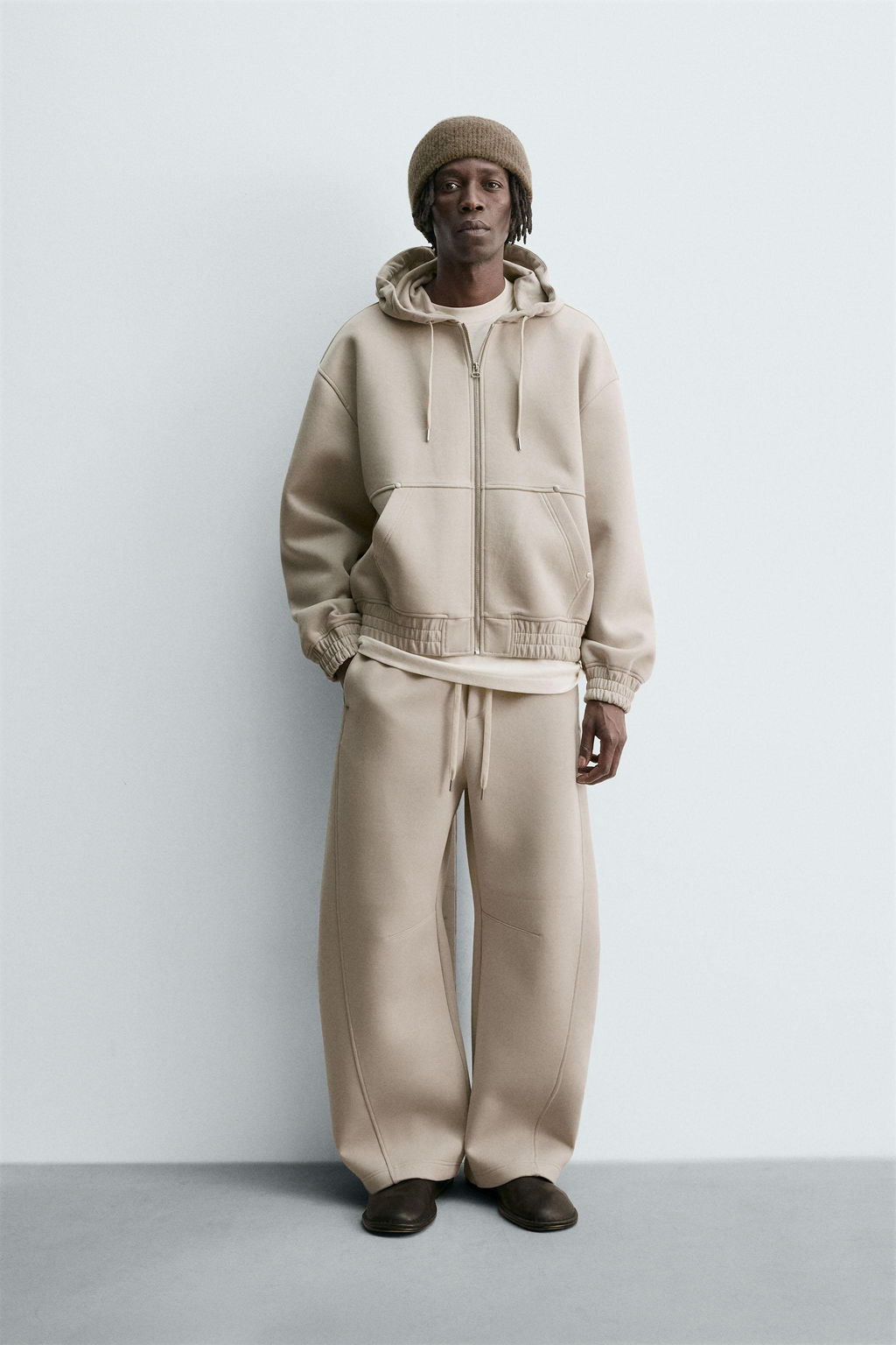NEOPRENE-EFFECT HOODIE WITH ZIP