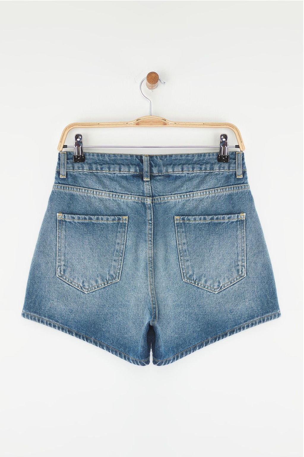 TRENDYOLMILLA Mavi Yuksek Bel Mini Denim Sort TWOSS25SR00178  фото 10