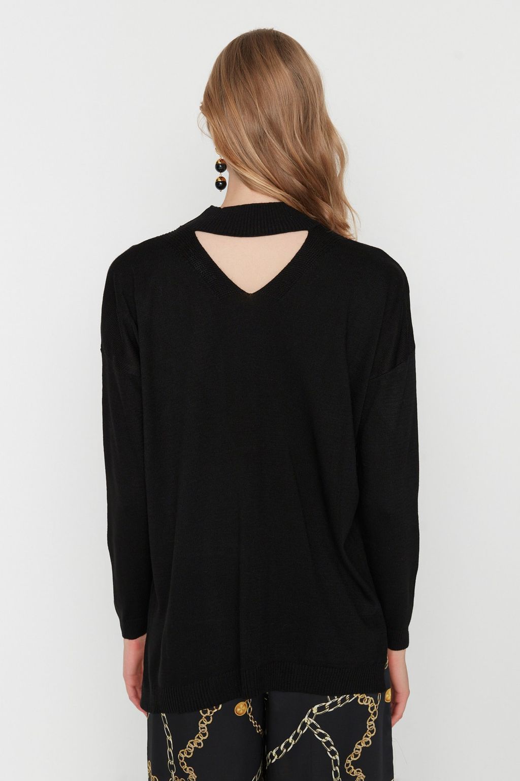 Siyah Choker Yaka Triko Kazak TWOAW20KZ0220