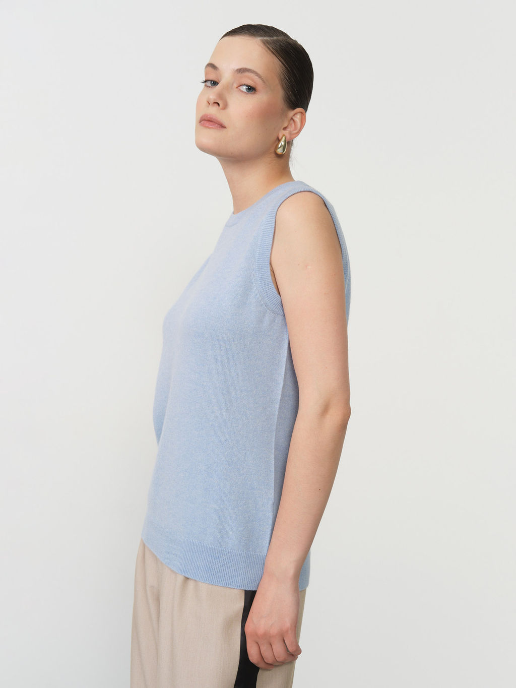 Кофта из кашемира KW030190-E голубая 520