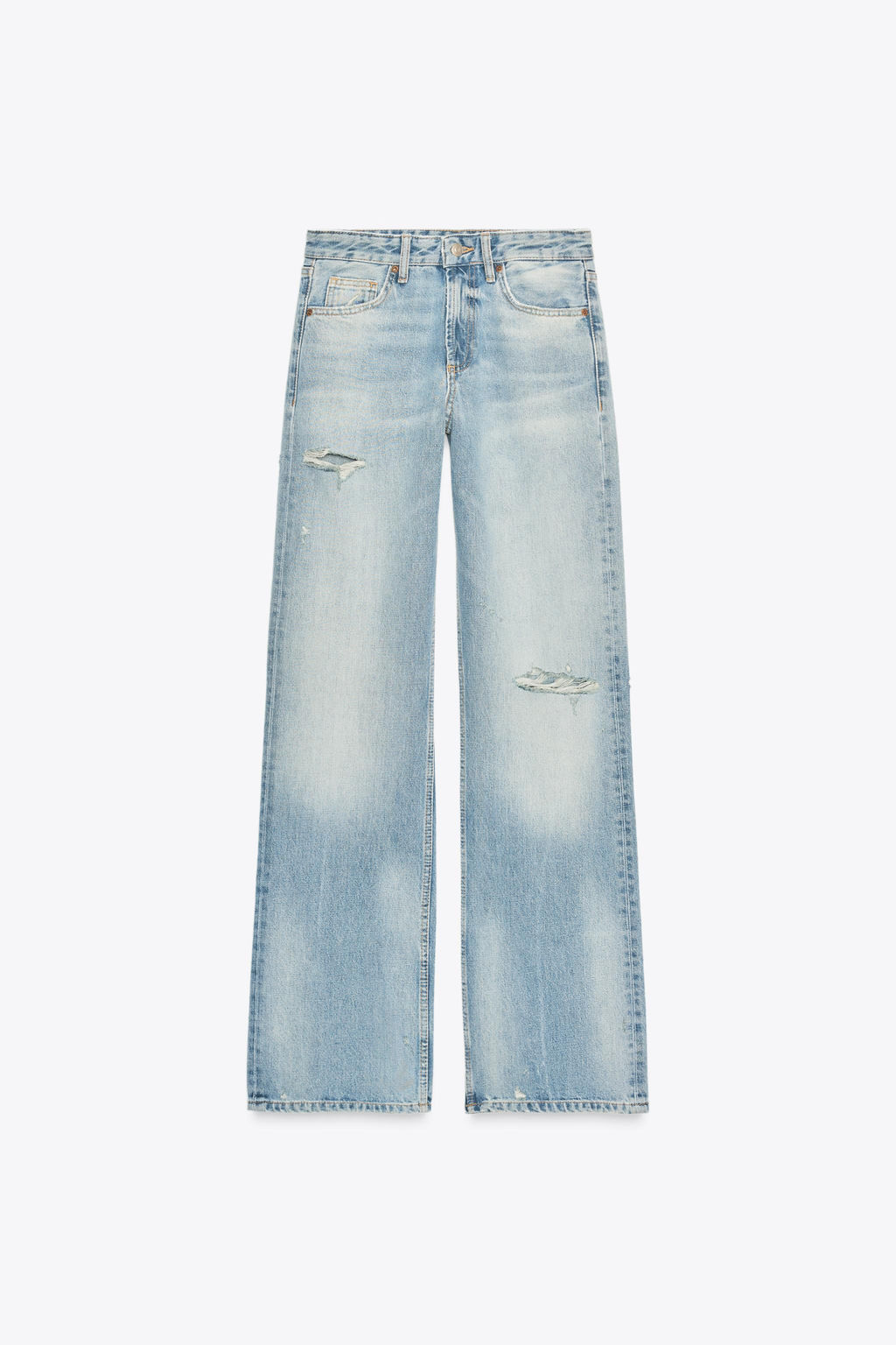 TRF RIPPED WIDE-LEG MID-WAIST JEANS - Zara фото 8